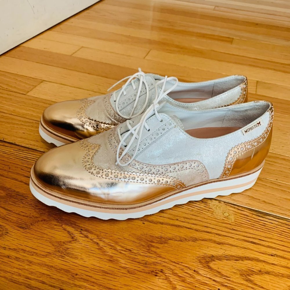 Mephisto Women's Yael Oxford Sparkle Leather Walking Sneakers Shoes 8.5 - Picture 10 of 13